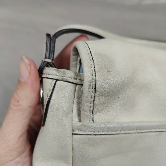Vintage Y2K‎ Coach Hadley Leather Field Bag White Leather Crossbody Small Flap - Picture 9 of 15